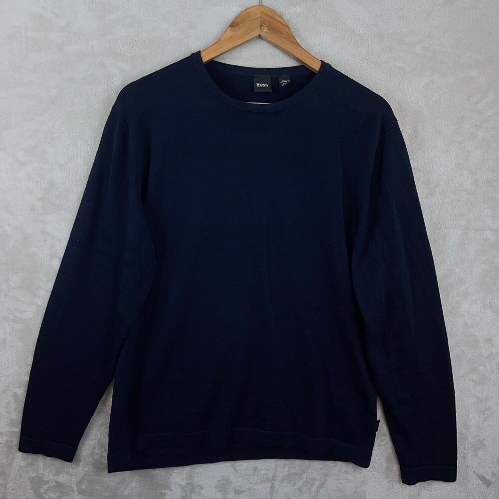 BOSS Hugo Boss Sweater Men's Large Wool Blend Made In Italy Quite Luxury *flaw*